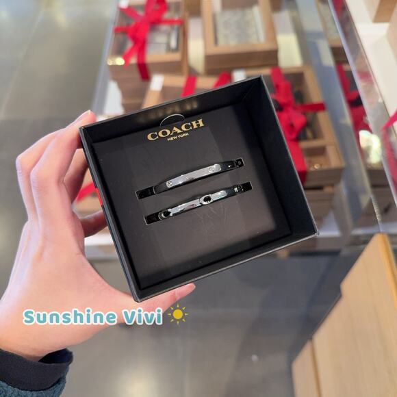 NEW Coach Heart And Cherry Bangle Set Silver CCU44 Holiday Gift 2025 - Picture 1 of 7